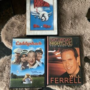 4 Comedy’s $10.Airplane 1 & 2 on one DVD, Caddyshack & Best of Will Ferrell DVDs